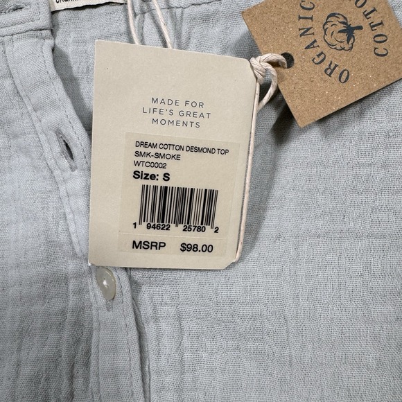 Faherty Brand Dream Organic Cotton Desmond Top Shirt Smoke‎ Small MSRP $98 - Picture 5 of 8